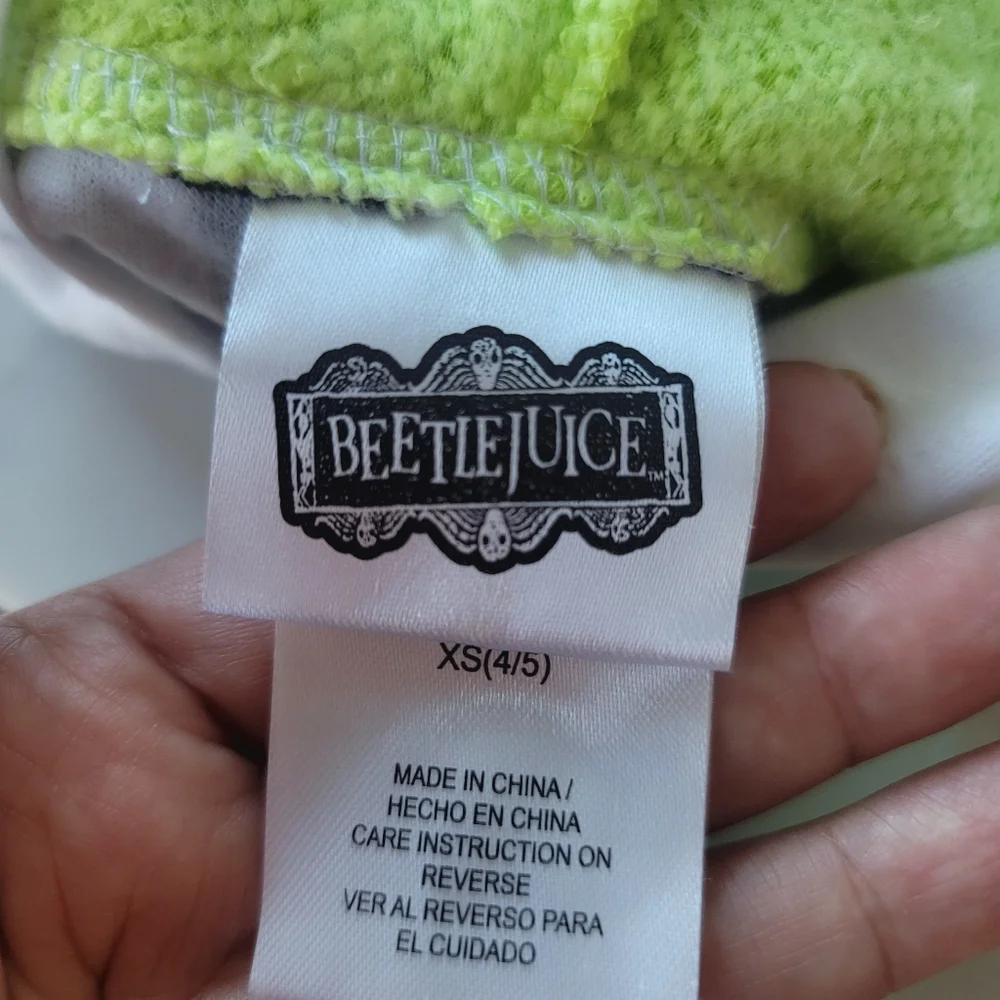 New Beetlejuice Boys Striped  Union Suit  Sleeper Pajamas Size XS 4/5 Hallowen
